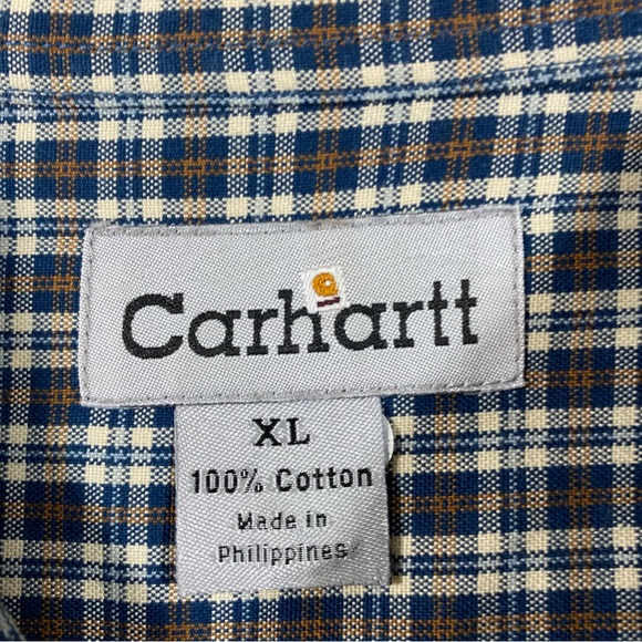 Carhartt Shirt Men’s X- Large Checkered long sleeve cotton Casual Button Down - Picture 2 of 8